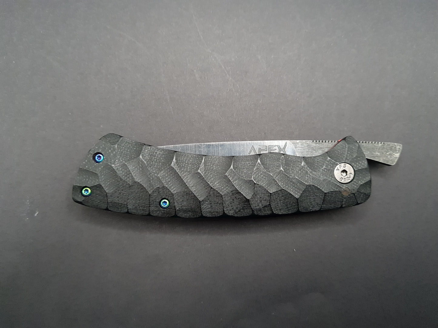 UK Legal friction folding knife Rock textured Black G10