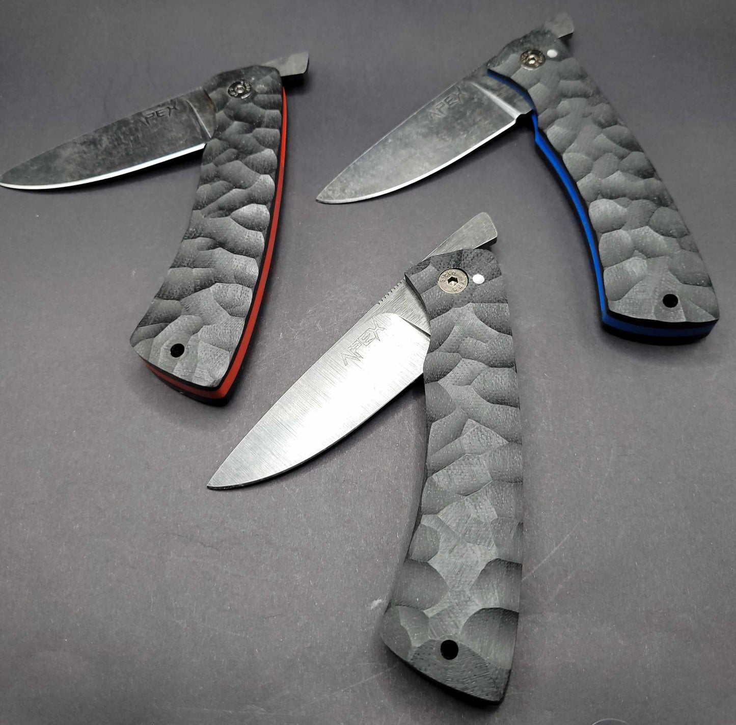 UK Legal friction folding knife Rock textured Black and Blue G10