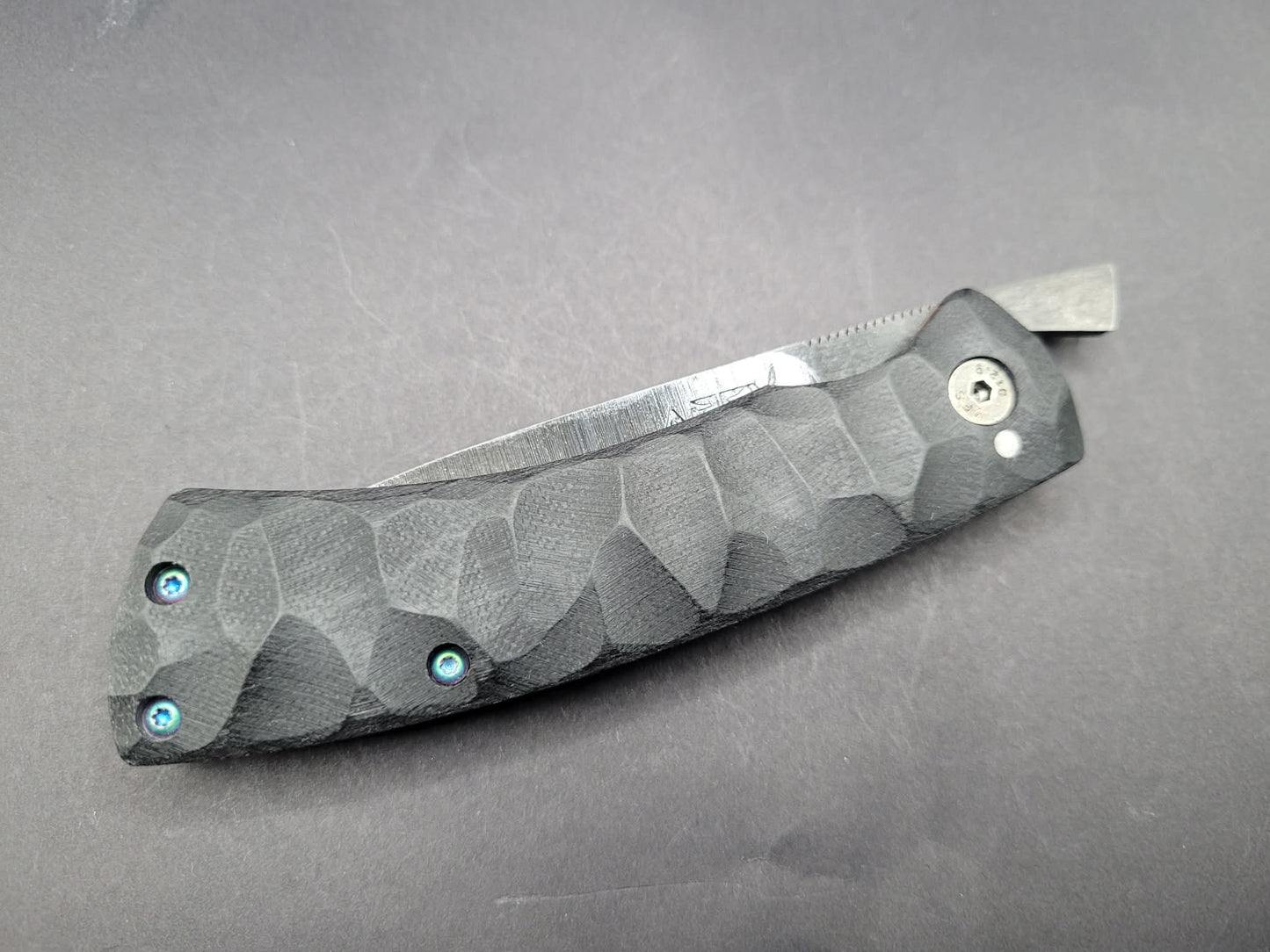 UK Legal friction folding knife Rock textured Black and Orange G10
